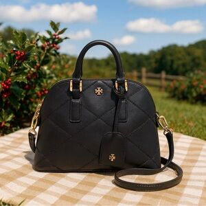 Tory Burch Robinson Mini Dome Satchel with Cross Body Strap